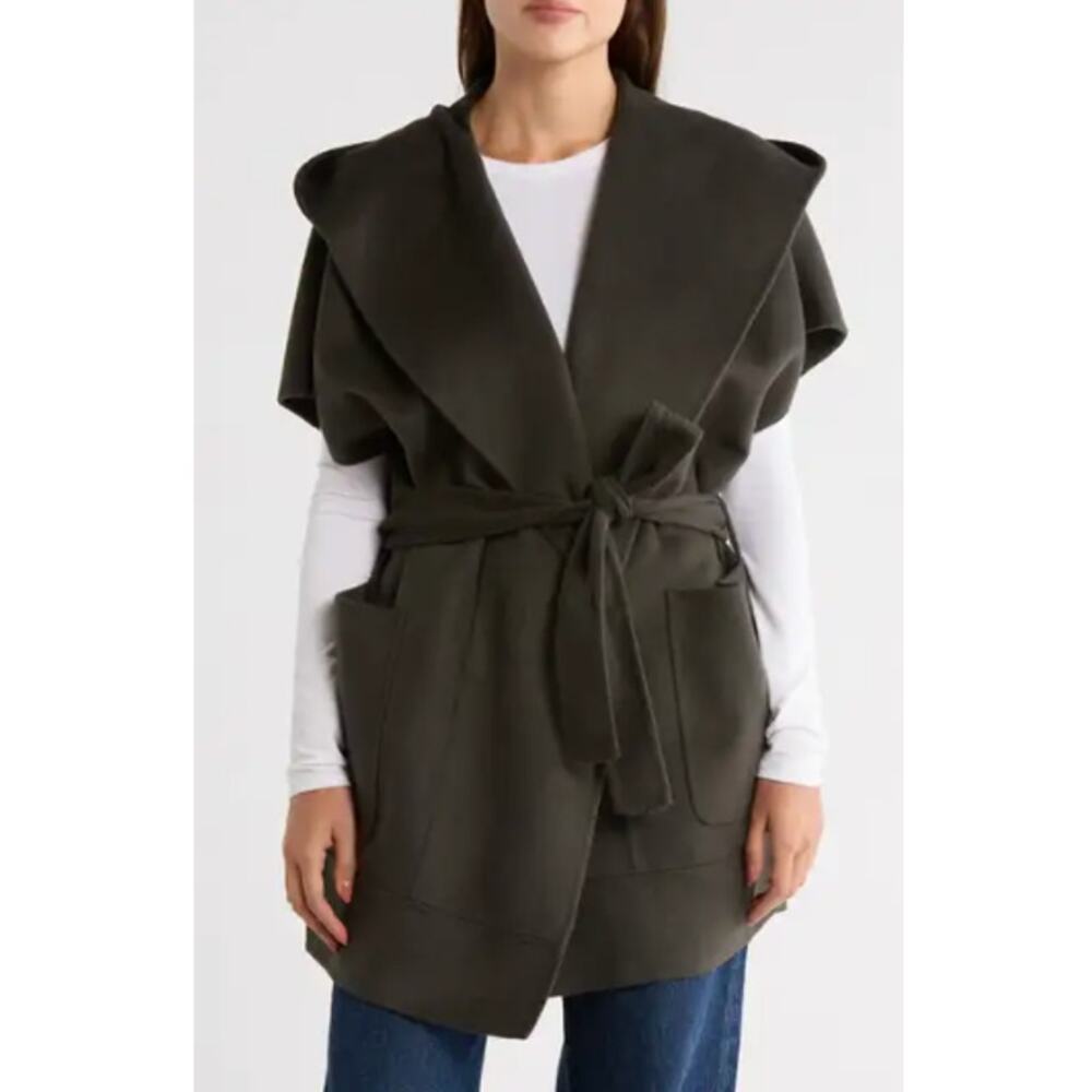 Splendid x Cella Jane Wool Blend Cozy Self Tie Vest XS Green NWT